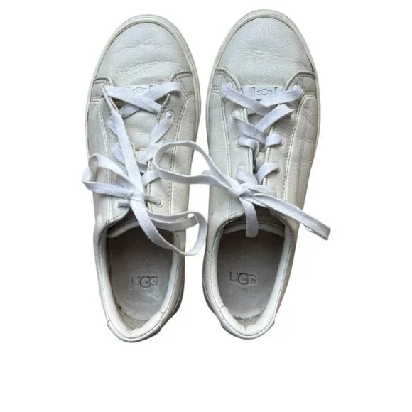 UGG Women’s White Leather Zilo Sneakers Size 8 - Picture 6 of 6